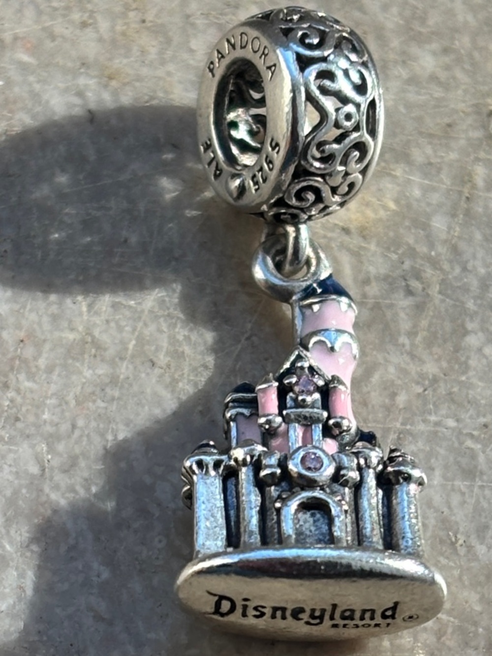 Disney parks Pandora Disneyland pink sleeping beauty castle dangle charm